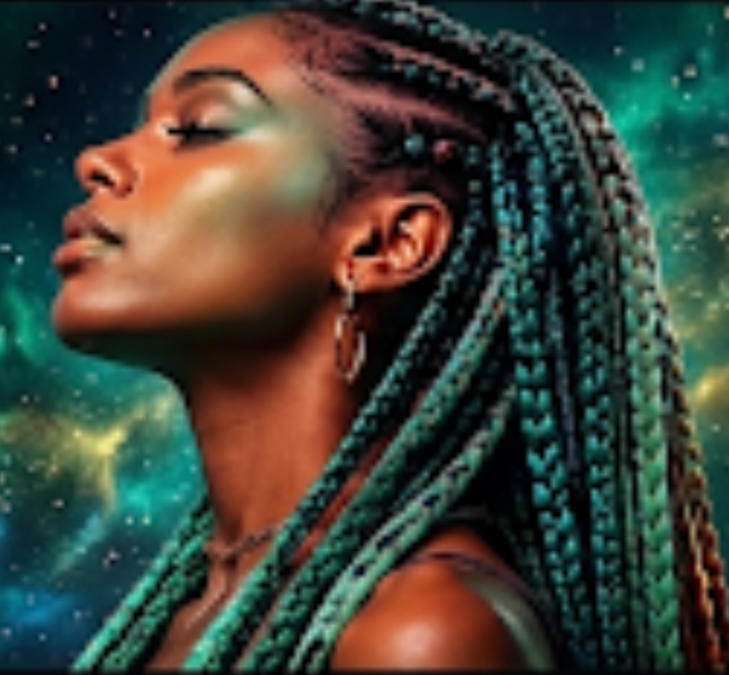Cosmic Cyan Afro Braids